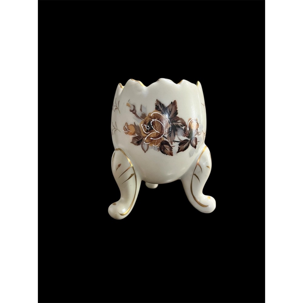 Vintage Napcoware Porcelain Egg Vase Handpainted Footed